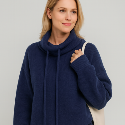 Strick-Hoodie mit Relaxed Fit – Weiter Rollkragen – Lässige Eleganz für jeden Tag