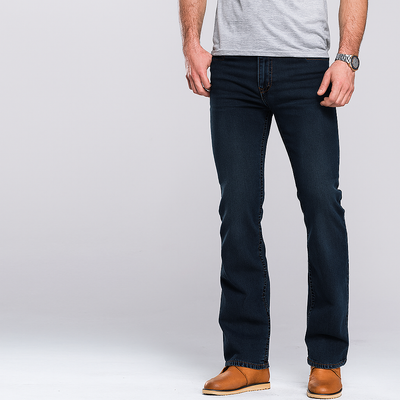 4Legend - Stretch-Schlagjeans für Herren – Mittlere Leibhöhe, Helle Waschung, Lässige Passform für alle Jahreszeiten