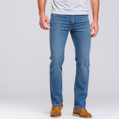 4Legend - Stretch-Schlagjeans für Herren – Mittlere Leibhöhe, Helle Waschung, Lässige Passform für alle Jahreszeiten