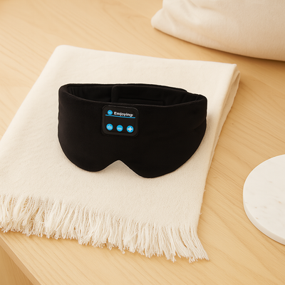 3D Musik-Schlafmaske – Eisfaser, Null-Druck, 100 % Lichtblockierung mit Kopfhörern & Etui