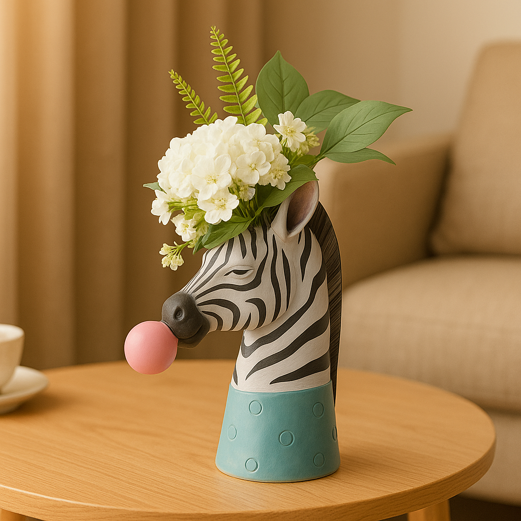 SafariWhimsy – Künstlerisch, tierinspiriertes Blasen-Vase