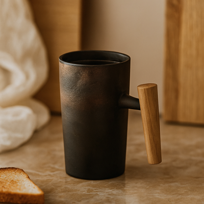 StillSip – Japanisch-inspirierter erdohfarbener Becher mit handgefertigtem Look