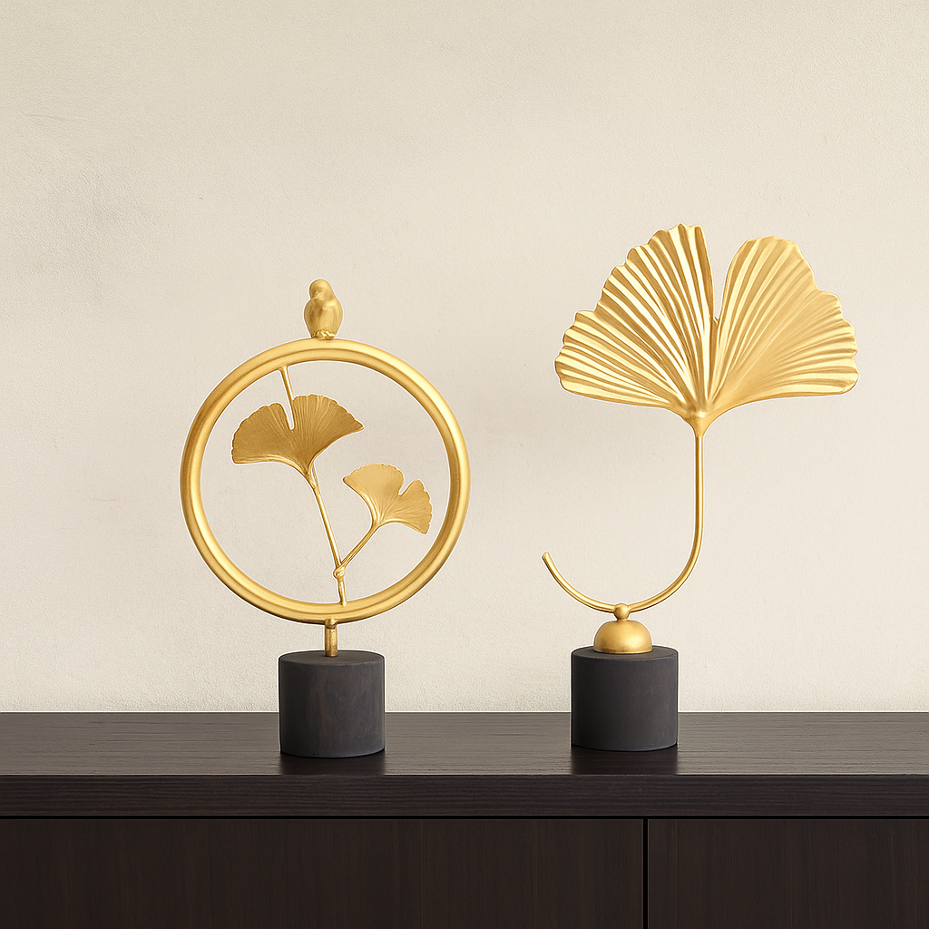GoldenGrove – Minimalistische Ginkgo-Blatt Skulptur für eleganten natürlichen Charme