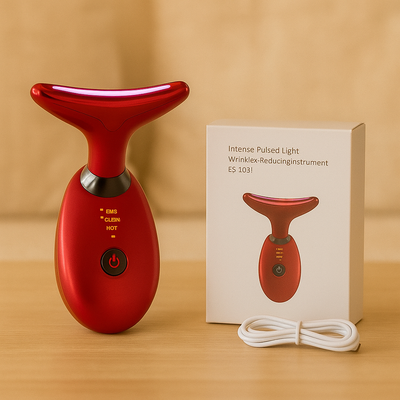 GlowLift – Anti-Falten Gesichtsstraffungs-Massagegerät mit LED-Lichttherapie für Gesicht und Hals