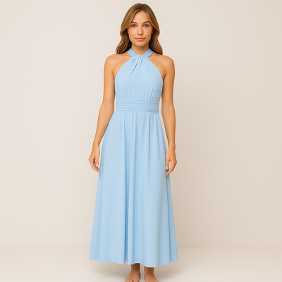 Celeste Ärmloses Lang Abendkleid mit Kreuzausschnitt