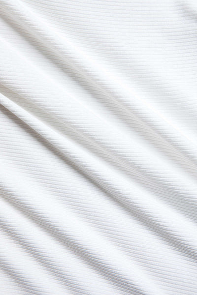 Henrietta | Weiß Geripptes Racerback-Crop-Top mit High-Neck-Ausschnitt