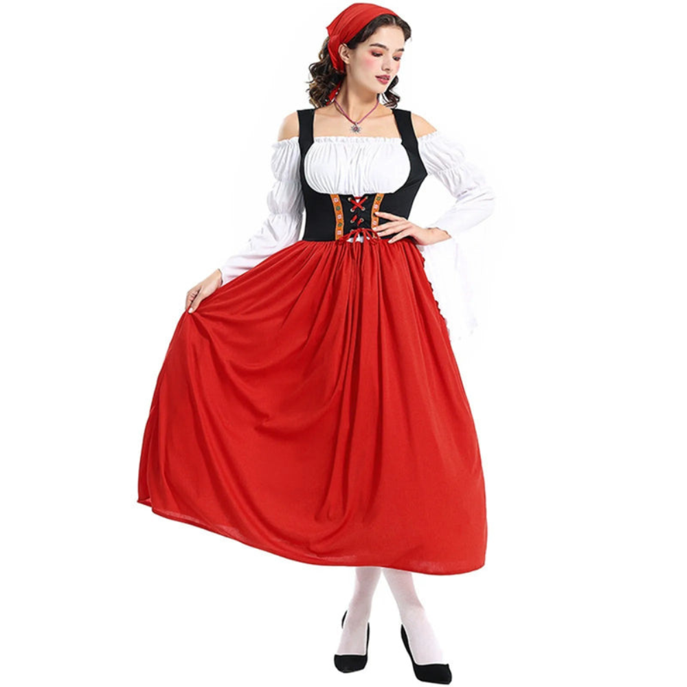 Damen Besticktes Traditionelles Dirndl Kleid | Midi