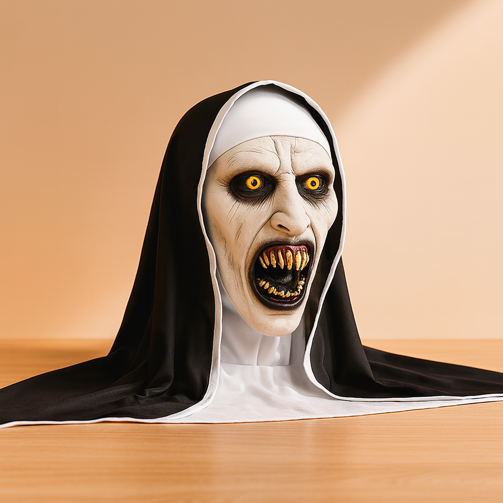 DarkVow Halloween Nonnenmaske – Horror-Latexmaske für Erwachsene