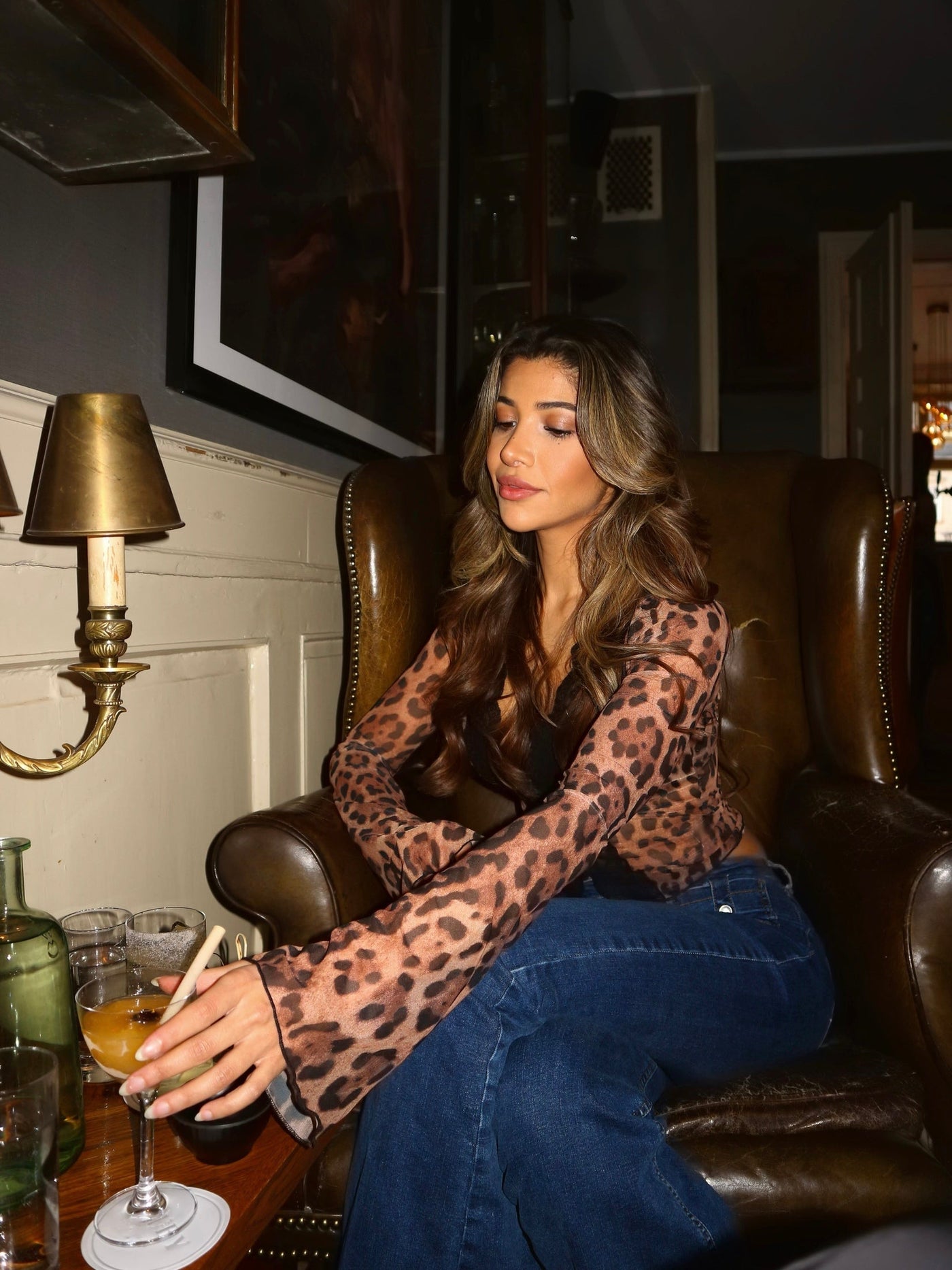 Kontrastspitzen-Leopardenmuster-Top Für Frauen