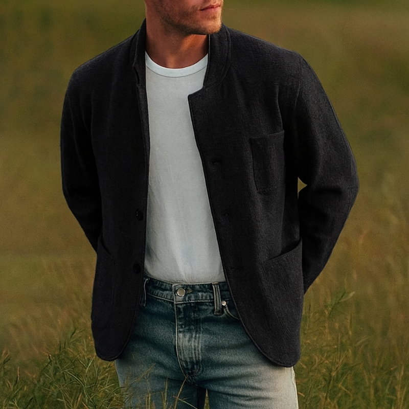 Herren Freizeitblazer mit Frontknöpfen und Aufgesetzten Taschen