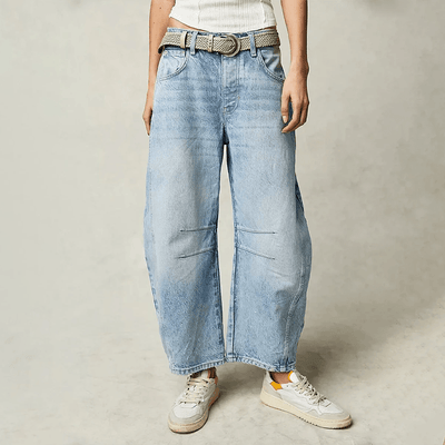 Hoch Taillierte Damenjeans mit Weitem Bein