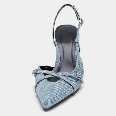 Lumiere | Elegante Denim Slingback Pumps mit spitzer Zehenpartie