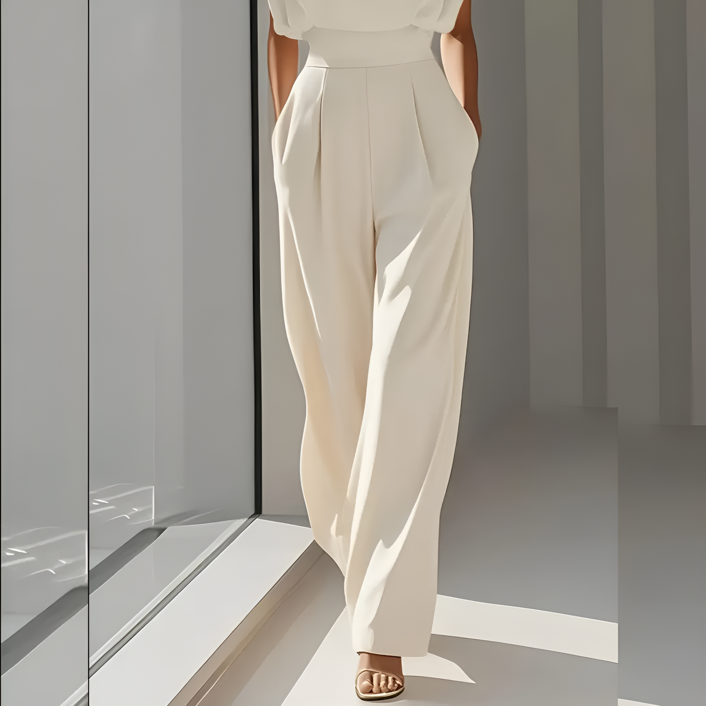 Lässiger, einfarbiger Jumpsuit für Damen – Bequemes Einteiler-Outfit für den täglichen Weg zur Arbeit