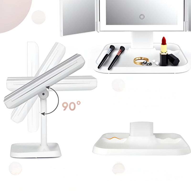 LED Kosmetikspiegel mit 3 Beleuchtungsmodi und Vergrößerung – Faltbar und USB-C Wiederaufladbar, Spiegel zum Schminken