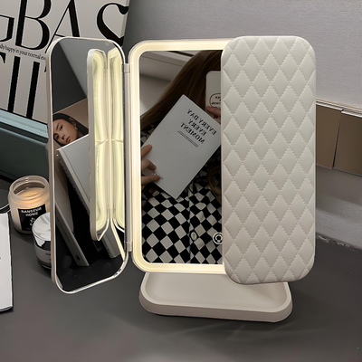 LED Kosmetikspiegel mit 3 Beleuchtungsmodi und Vergrößerung – Faltbar und USB-C Wiederaufladbar, Spiegel zum Schminken