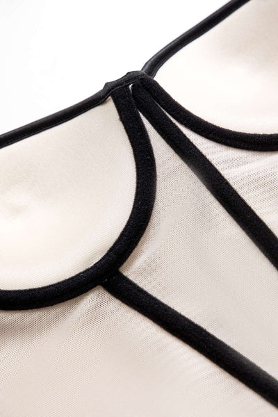 Cecilia | Elegantes Mesh-Korsett-Top mit Kontrastpaspeln