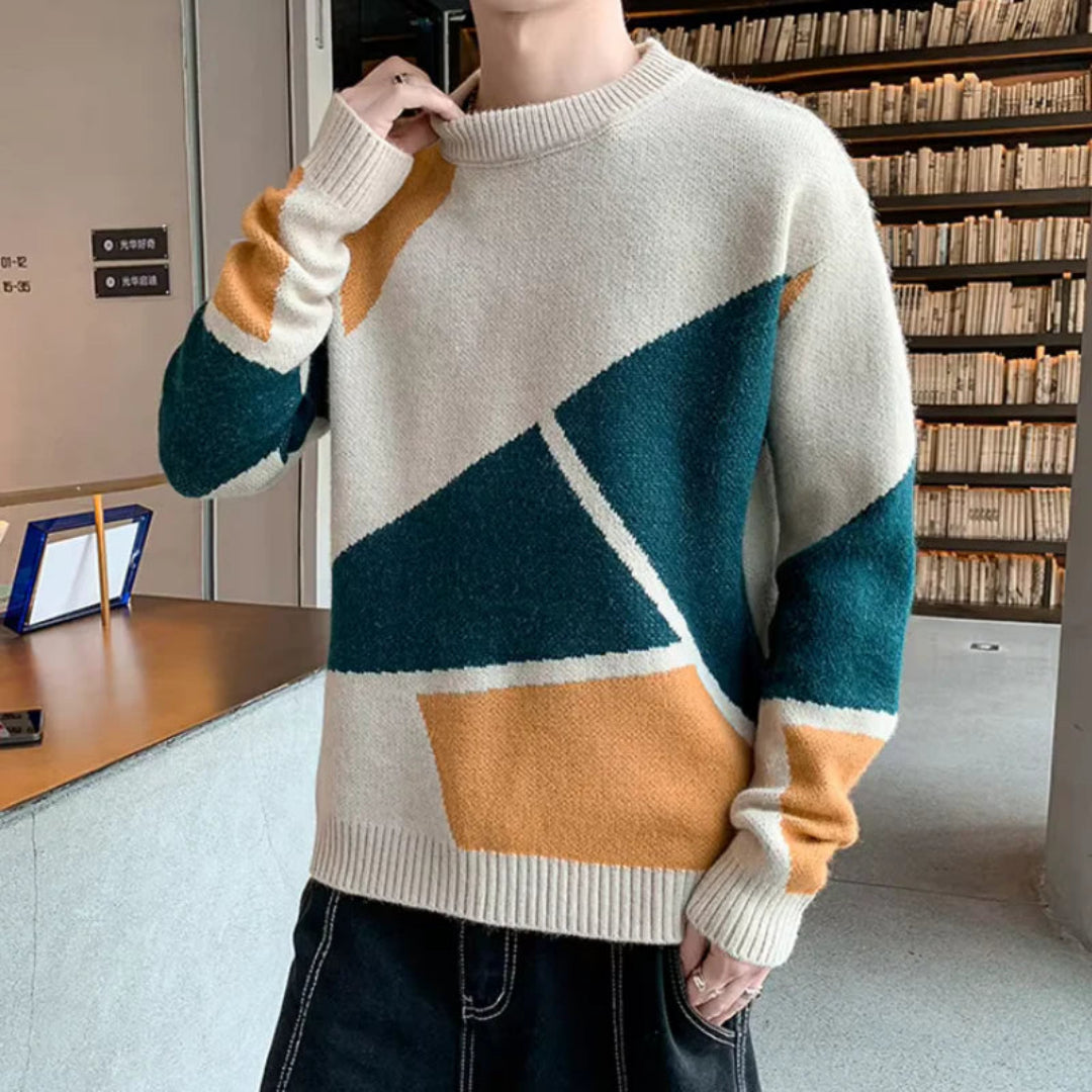 Modischer Strickpullover mit geometrischem Muster