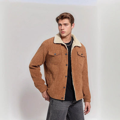 Herren warme Cordjacke mit Teddyfell Aliams