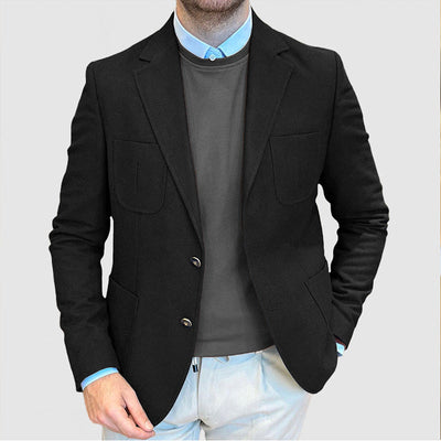 Herren Eleganter Wildlederblazer mit doppelter Knopfleiste und praktischen Taschen Aliams