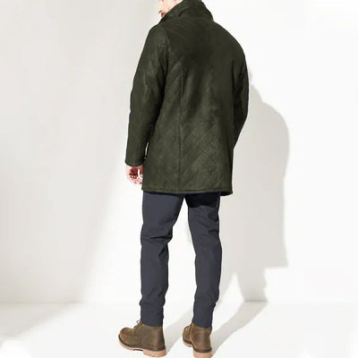 Herren gesteppter Langmantel mit Teddyfell-Kragen und praktischen Taschen Aliams