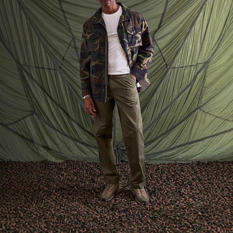 Herren lässige Utility-Jacke mit praktischen Taschen und hohem Kragen Aliams