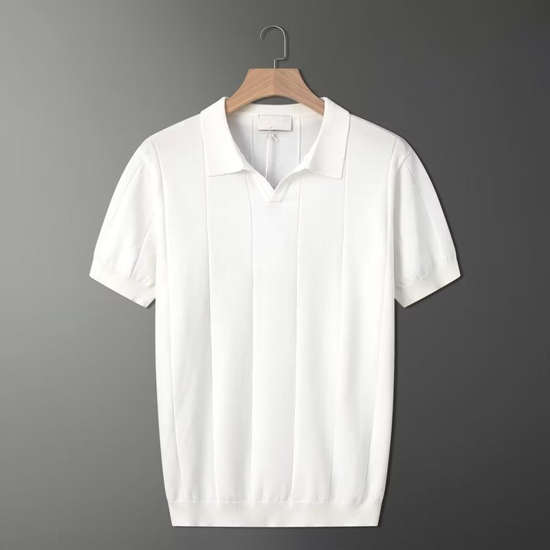 Retro-Strick-Poloshirt in Mintgrün