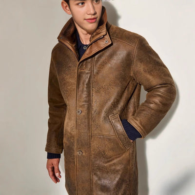 Herren hochwertige Lammfell-Langjacke Aliams