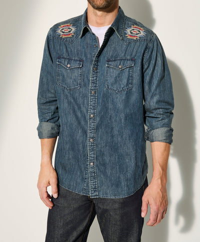 Herren Denim-Hemd mit gestickten Details Aliams