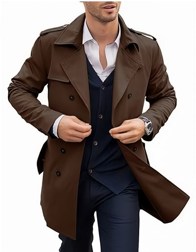 Herren eleganter Trenchcoat mit doppelter Knopfleiste und hochwertigem Innenfutter Aliams