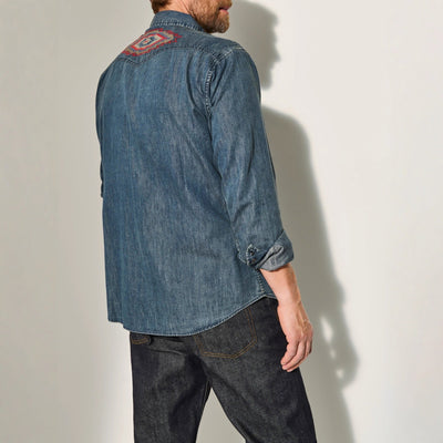 Herren Denim-Hemd mit gestickten Details Aliams