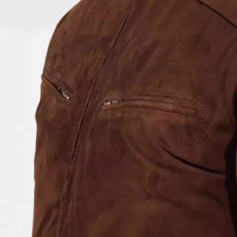 Herren zeitlose Wildlederjacke im modernen Biker-Schneid Aliams