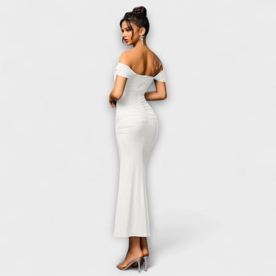 Ione - Off-Shoulder Ruffled Bodycon Dress