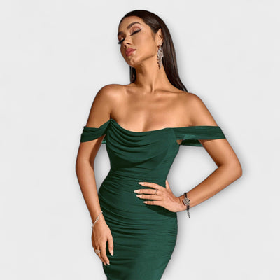 Ione - Off-Shoulder Ruffled Bodycon Dress