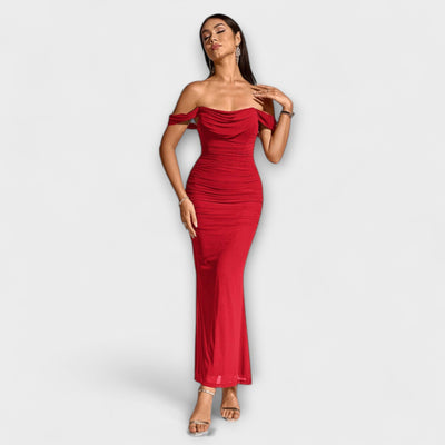 Ione - Off-Shoulder Ruffled Bodycon Dress
