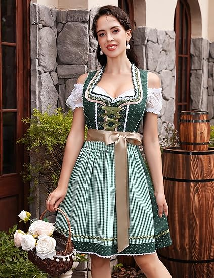 3-teiliges Dirndlset mit Schürze & Bluse – Oktoberfest | Traditionelles Trachtenkleid für festliche Anlässe