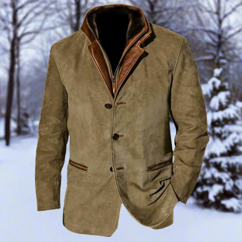 Retro Moderne Herrenjacke aus Wildleder mit Funktionalen Taschen – Elegantes Design für Stilbewusste Männer