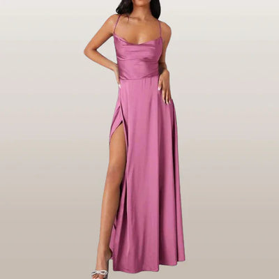 Elegantes Damen Kleid Mit Hohem Schlitz | Maxi