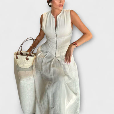 Ärmelloses Plissiertes Midikleid im Bodycon-Stil