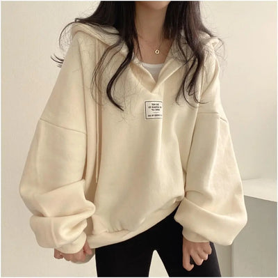 Hoodie mit V-Ausschnitt und Übergröße für Damen