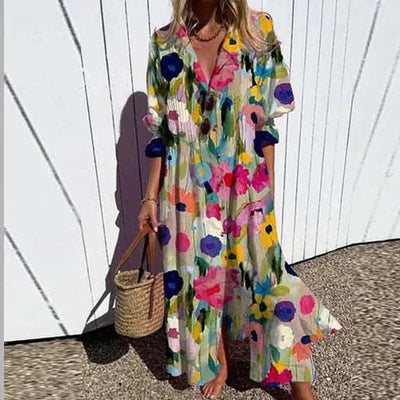 Boho Maxikleid Mit V Ausschnitt Für Damen