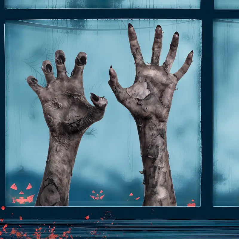 Gruselige Zombiehand-Wandaufkleber für Halloween – Fensterdekoration aus mattem PVC