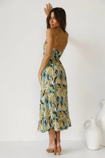 Isla | Midi Dress with Sunset Brushstroke Design