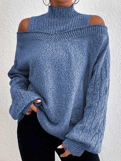 Off-Shoulder Rollkragenpullover für Damen