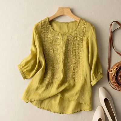 Bestickte Bluse Mit 3/4 Ärmeln Für Damen | Vintage