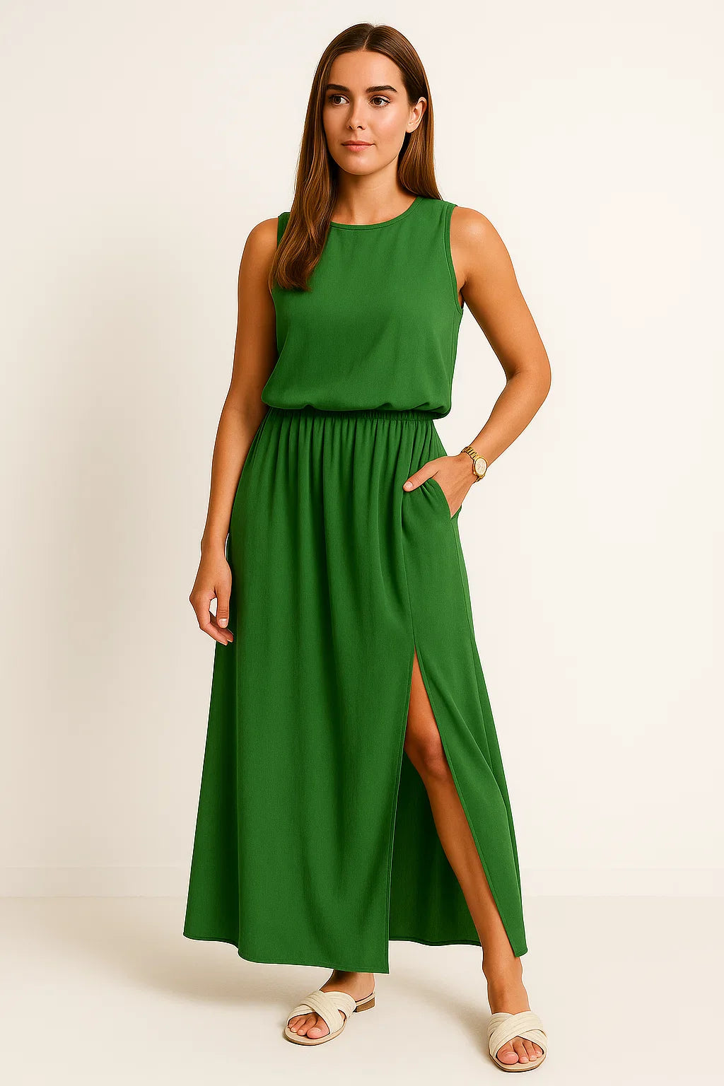 Sommerliches Maxikleid mit Schlitz