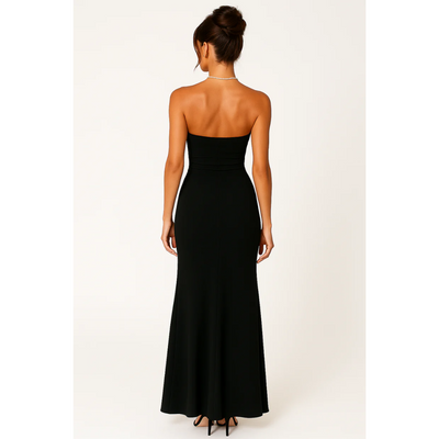 Damen Schwarzes Trägerloses Kleid | Maxi