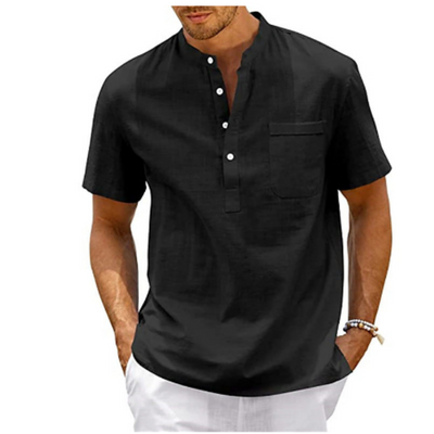 Herren Sommer Mandarin Kragen Hemd | Kurzarm