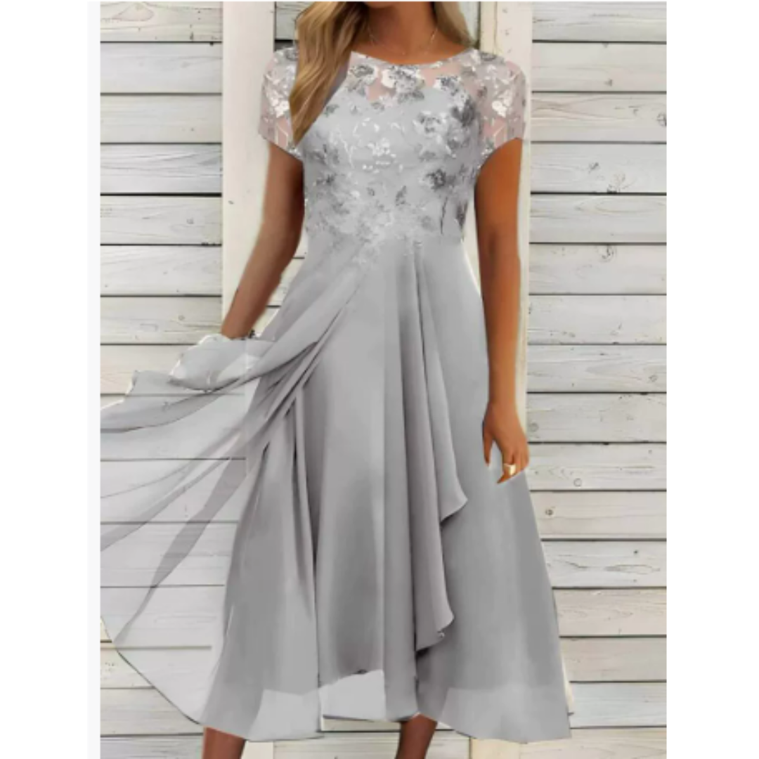 Abendkleid Mit 3/4 Ärmeln Und Blumendruck Für Damen | Mini