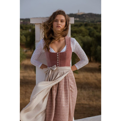 Trachtenkleid Mit Langen Spitzenärmeln Für Damen | Midi