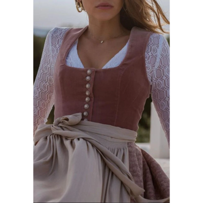 Trachtenkleid Mit Langen Spitzenärmeln Für Damen | Midi